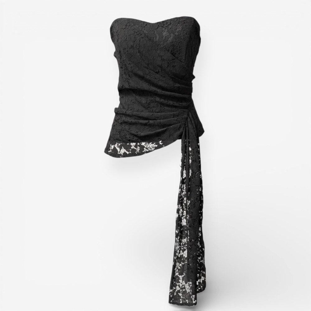Maeve x Anthropologie Black Lace Strapless Corset Top Small NWT